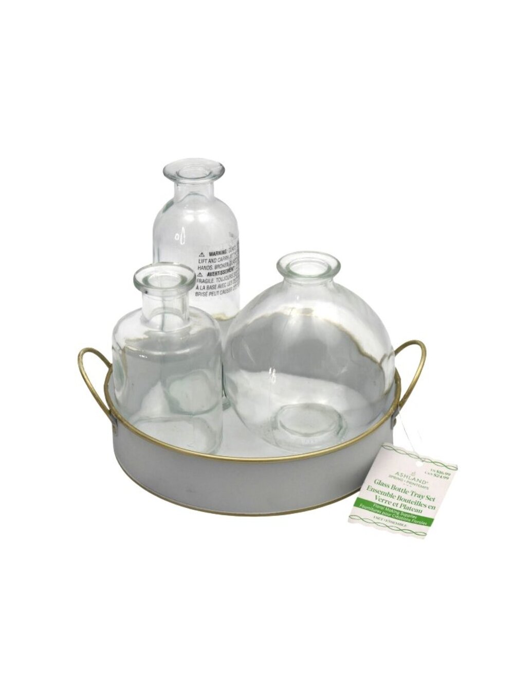 Glass Bottle Tray Set For Decorative Use & Floral Making Supplies